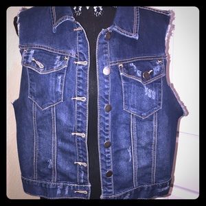 Distressed Denim Vest. Plus-size